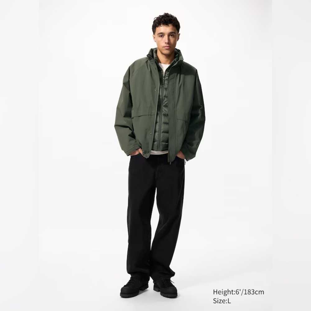 Uniqlo Unisex Windproof Stand Collar Blouson Jacket Green XS